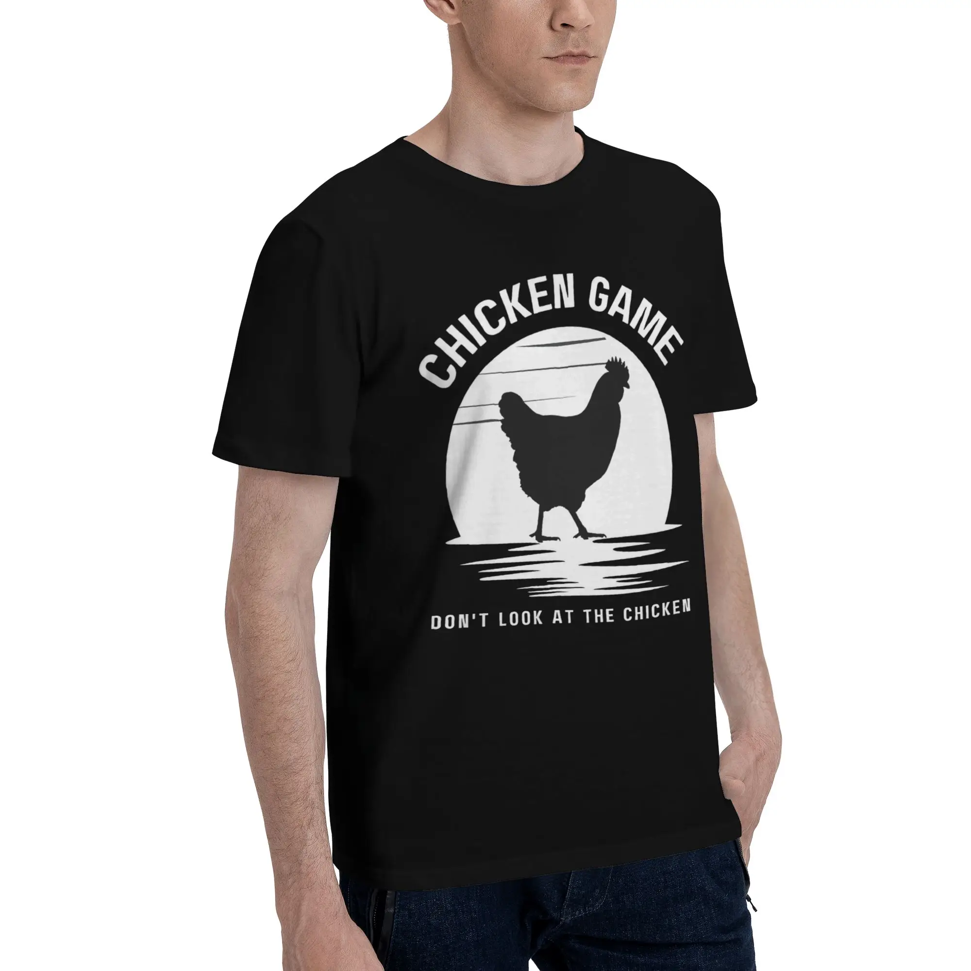 Chicken Game Dont Look At The Chicken Accessories Unisex T Shirts Pure Cotton Tee Graphic Printed  T-shirt Clothing