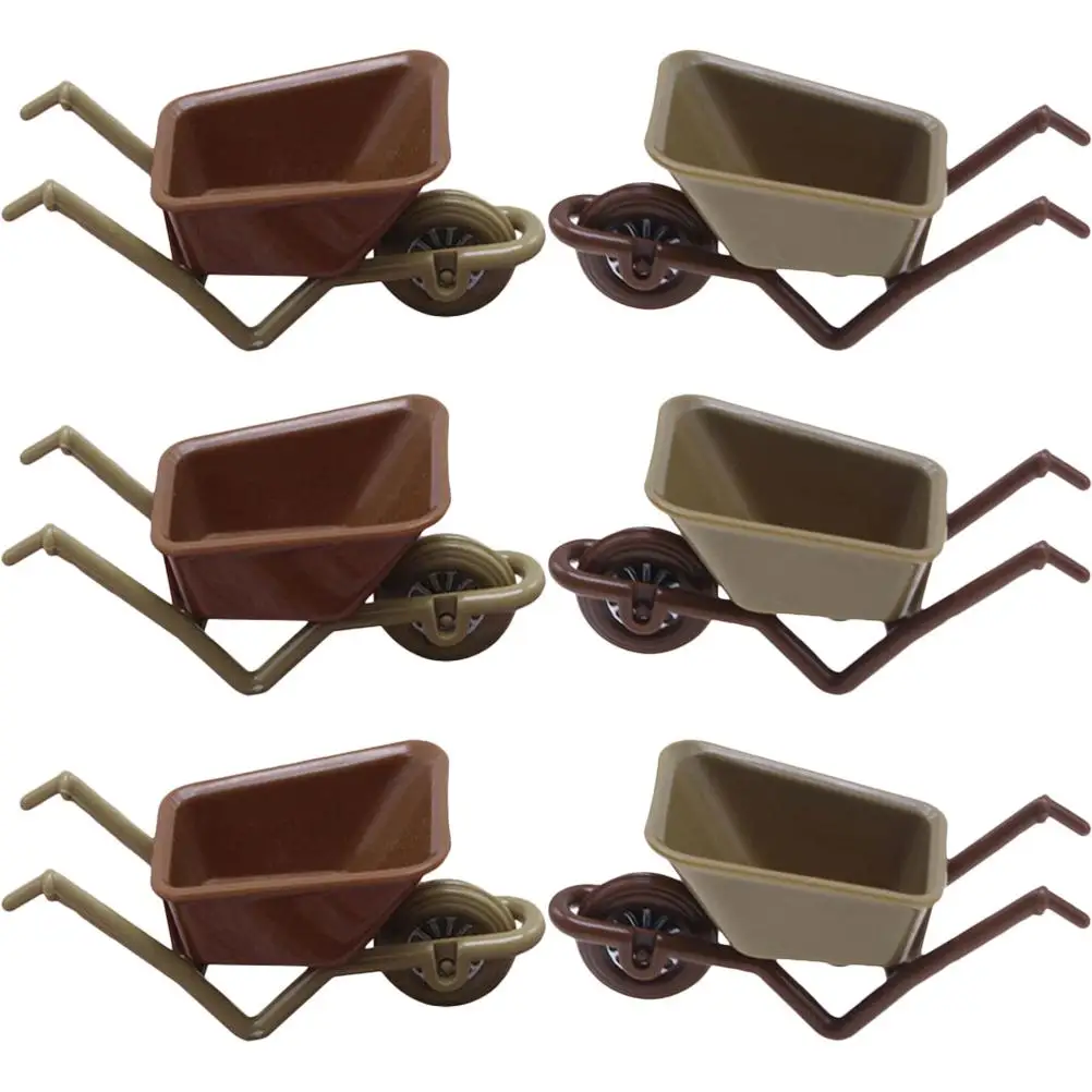 6Pcs Miniature Wheelbarrow Toy Mini Wheelbarrow Model Yard Garden Accessory