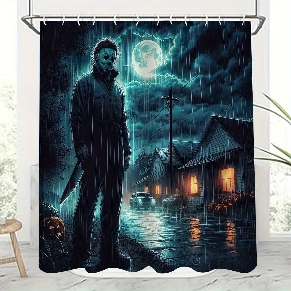 Mysterious Forest Night Scene Bathroom Four-Piece Set Durable Waterproof Shower Curtain Ideal for Home Decor