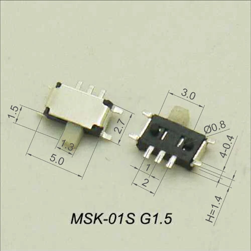 10PCS High Quality Interruptor MSK-01S G=1.5MM Micro Slide Switch 7Pin 2Positons PCB Mount Toggle Switch Handle