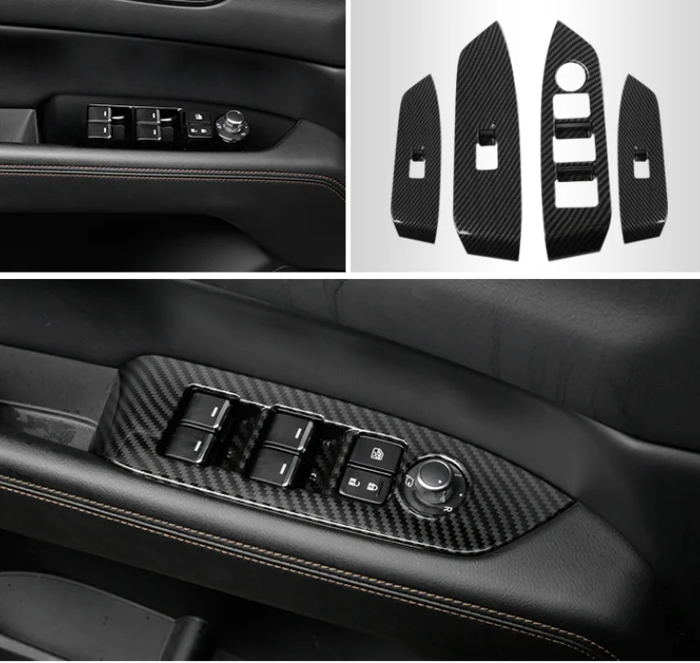 For Mazda CX-5 CX5 2017-2021 Interior Carbon Fiber Gear Shift Panel Cover Air AC Outlet Pillar A Speaker Window Switch Lift Trim