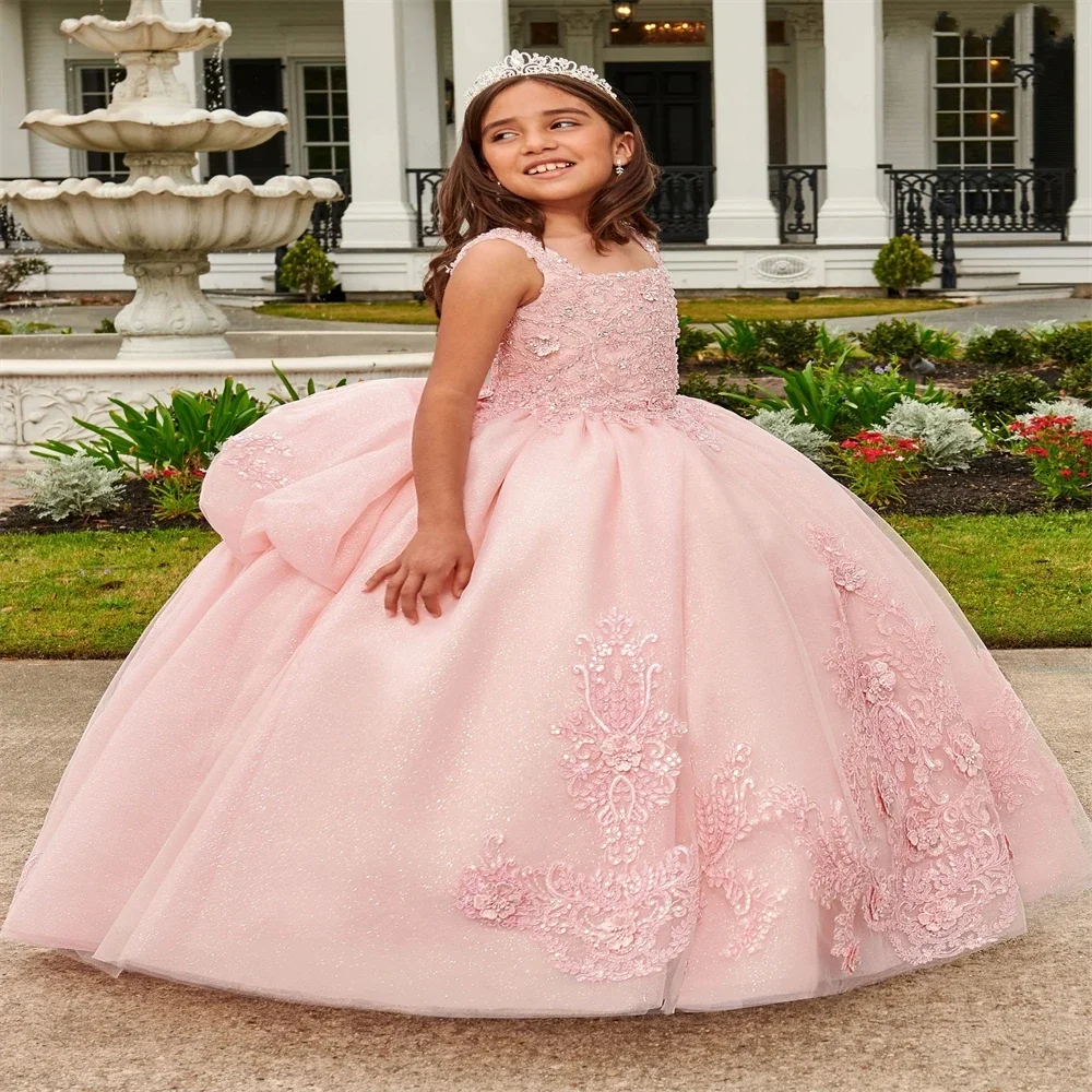 Customized Flower Girl Dress Sparkling Fluffy Junior Bridesmaid Gown Birthday Dress Sacrament Custom Banquet Celebration