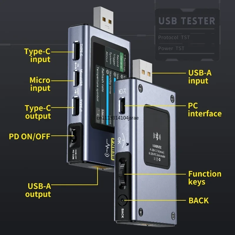 For FNB58 USB Type‑C Fast Charge Tester Voltage Current Power Meter QC PD Trigger Detector Maintenance Testing Tool