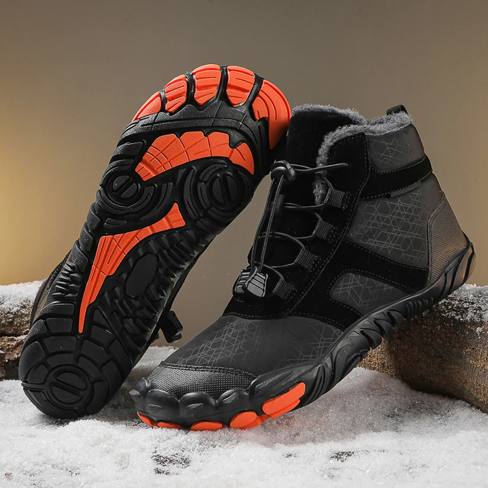 

Winter Snow Boots Waterproof Barefoot Hiking Shoes Anti Slip Cold-Proof Trekking Shoes High-Top Booties for Outdoor Travel