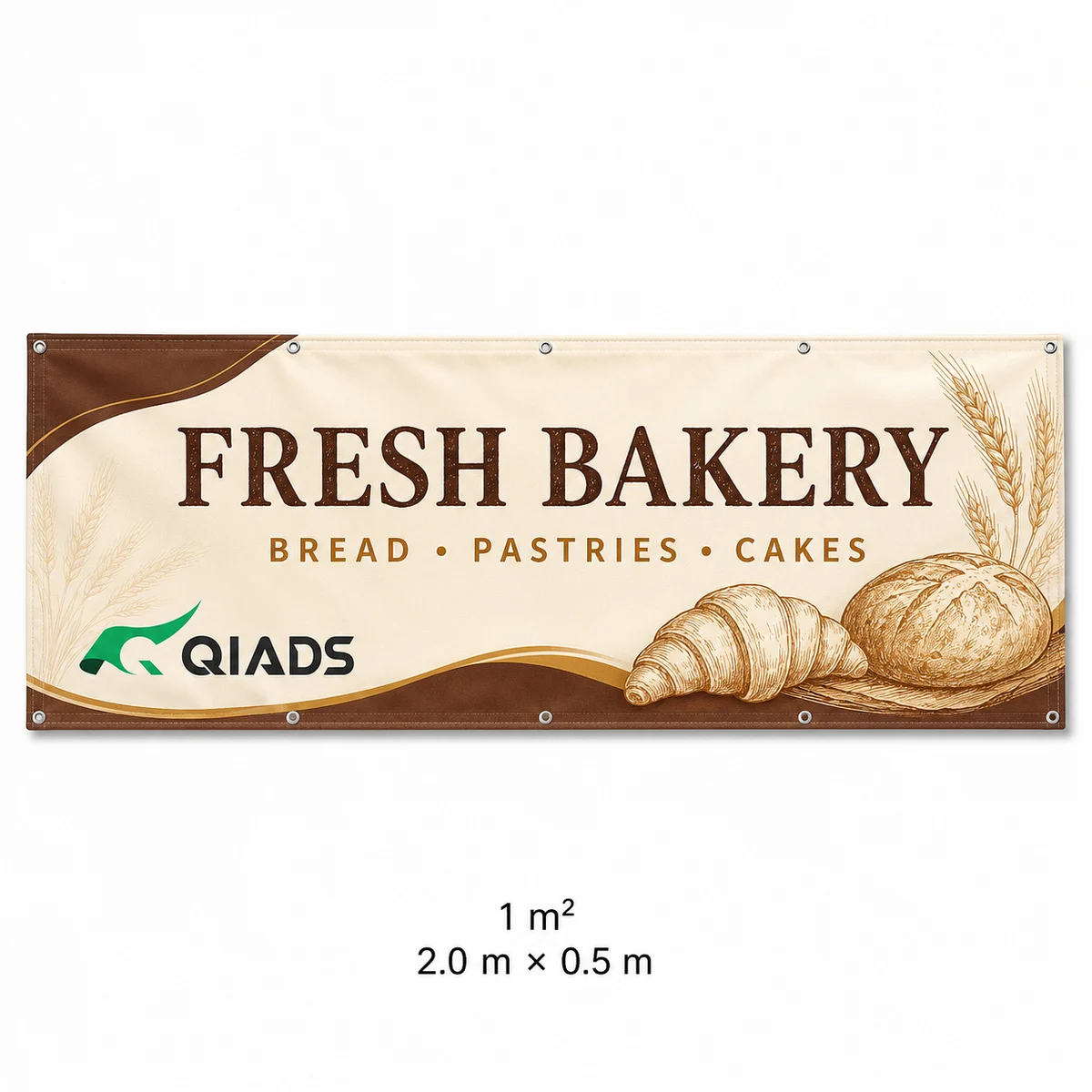 qiads-1m²-ベーカリーバナー-20m-×-05m、金属製グロメット付きフレッシュベーカリーショップサイン、カスタム印刷された店頭バナー