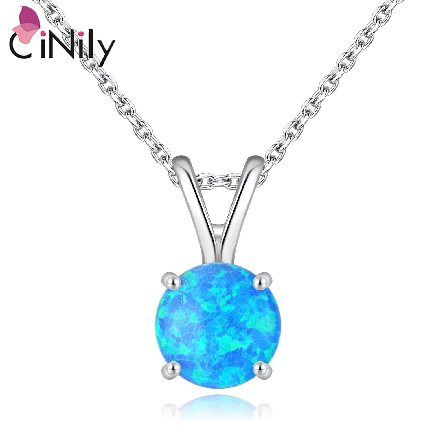 CiNily Authentic. Solid 925 Sterling Silver Pendant Created Blue White Fire Opal Wholesale for Women Jewelry Pendant SP007-08