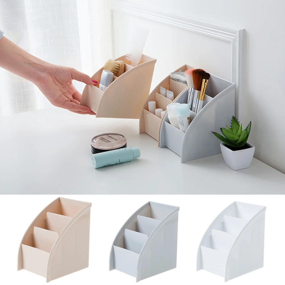 

Three Lattices Simple Plastic Storage Box for Cosmetics Earphones Medicine White Desktop Organizer Bedroom Living Room