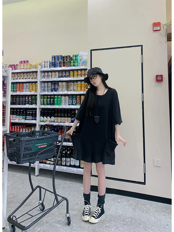 

Ele Thin Casual round Nesie Women Summer Lazy Sle Loose Slimming ket Onesie Pants High Waist Straight Leg ort