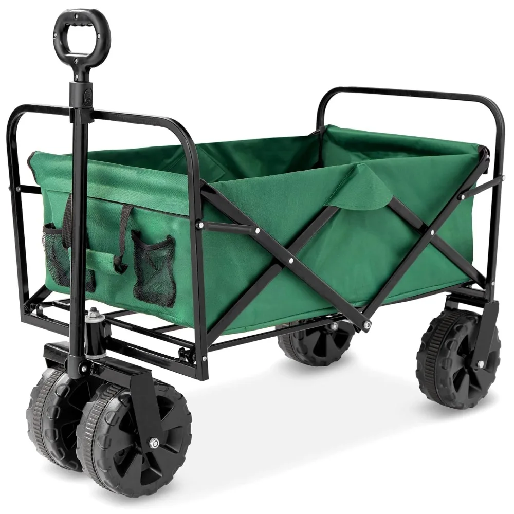 

36in Collapsible Folding Utility Wagon, Multipurpose Indoor Outdoor Mobile Cart for Garden, Beach, Park, Shopping, Customized