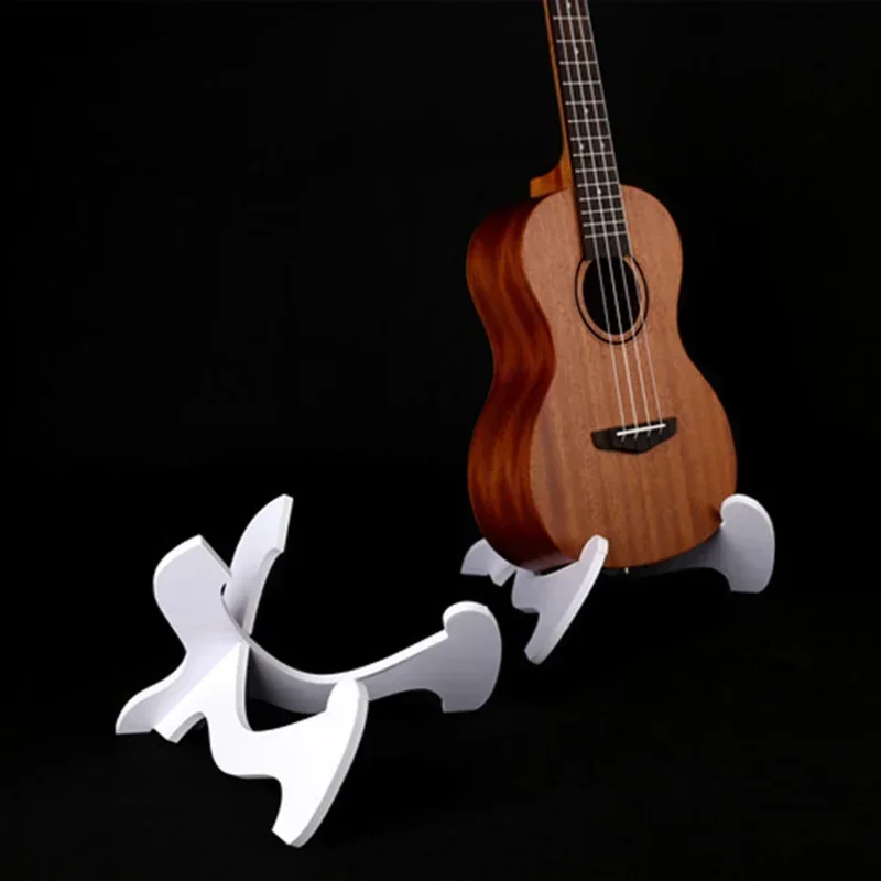 White Guitar Holder Ukulele Shelf Ukulele Folding Vertical Stand Guitar PVC Bracket Accessories 25*15*0.8cm Ukulele Stand