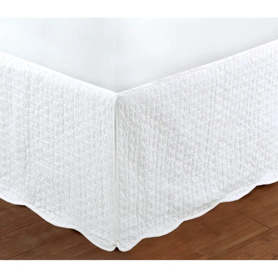 

Quilted Bed Skirt Dust Ruffle Matelasse Tailored 16 Drop Queen