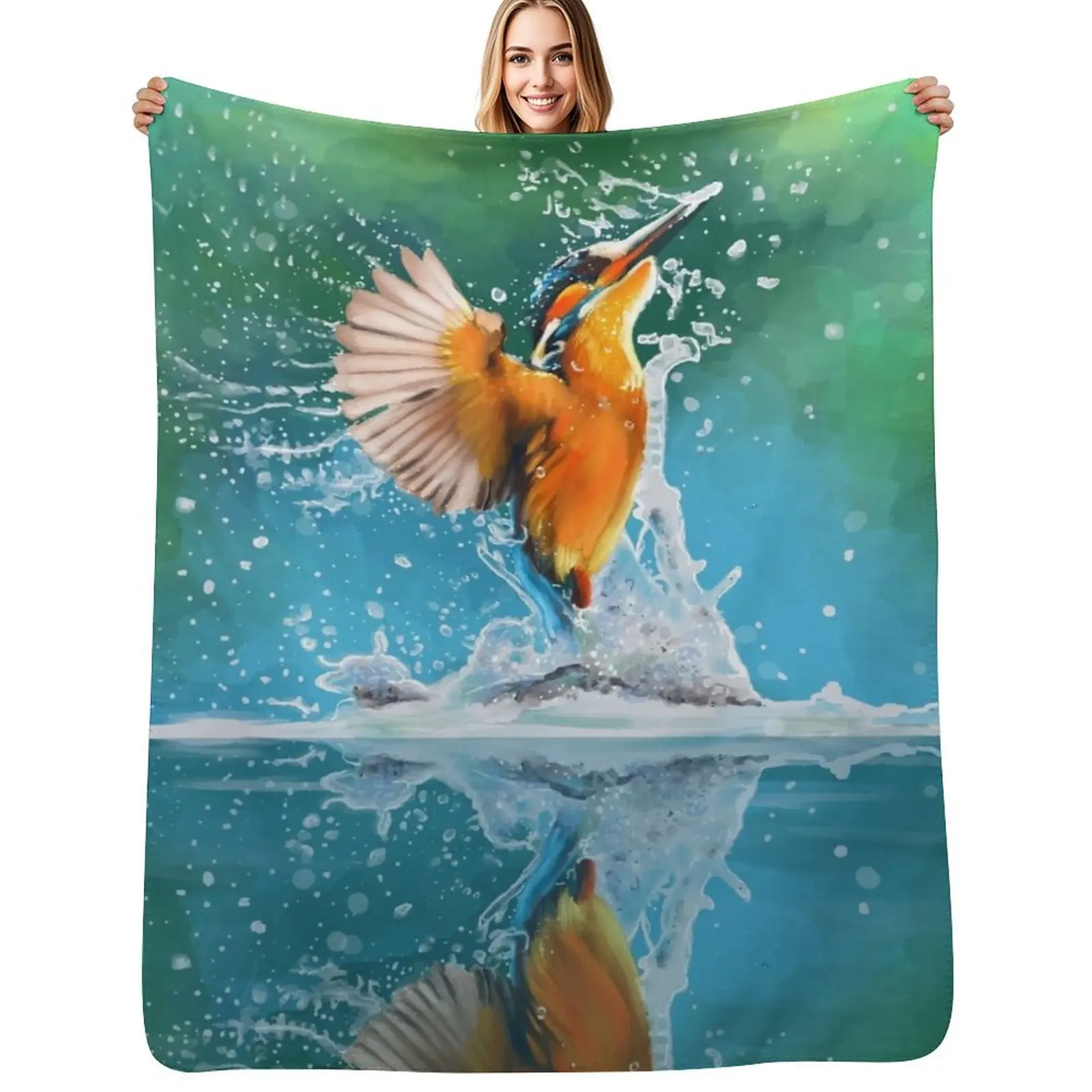 

kingfisher Throw Blanket Color Fast Cozy Throw Blanket