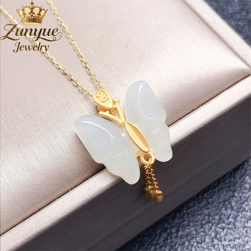

High-End Natural Butterfly Tassel Pendant Necklace Luxury Quality Jewelry Fashion Jewelry Exquisite Popular Elegant Charms Gift