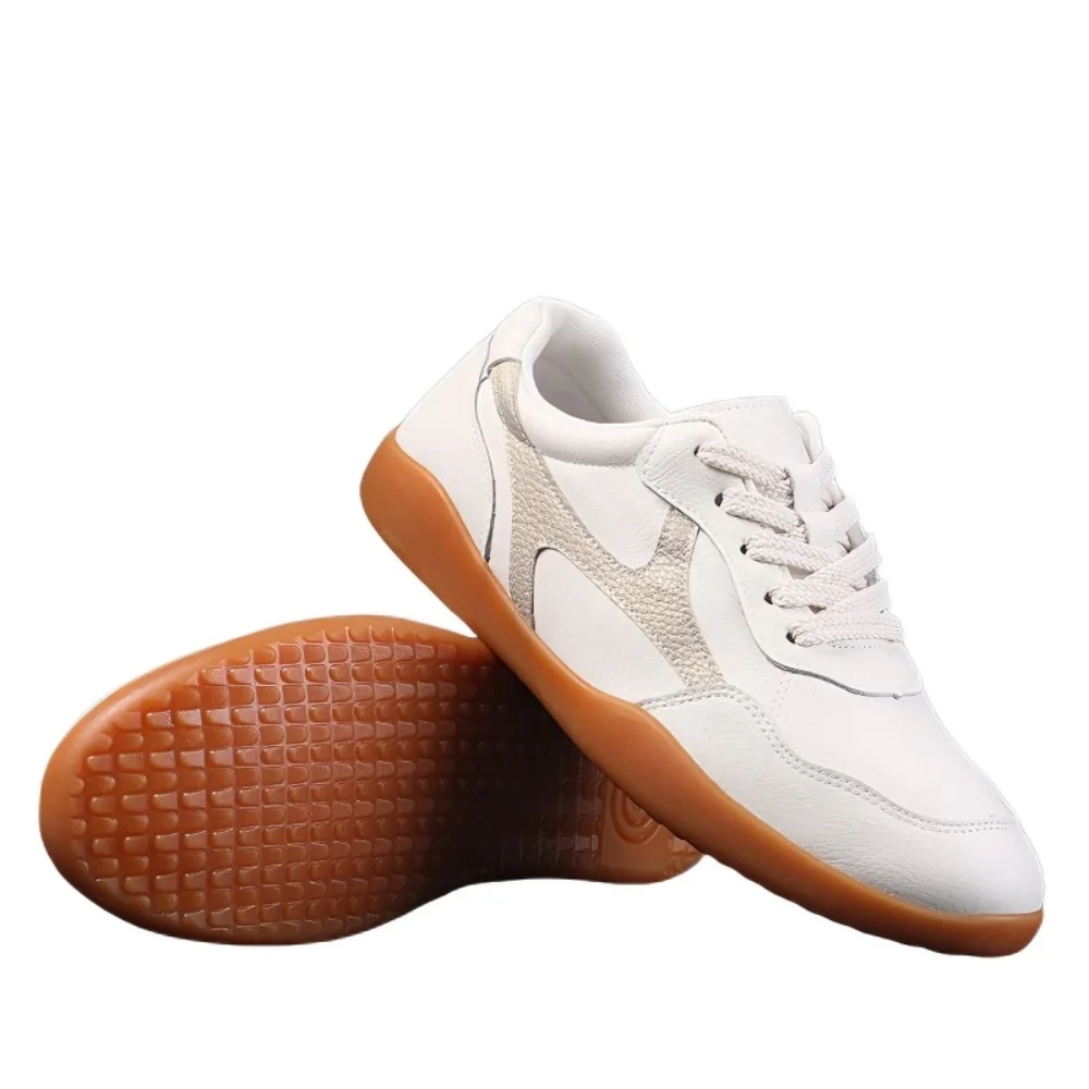Premium Leather Tai Chi Sneakers Non-slip Rubber Sole Martial Arts Shoes for Men Women Comfortable Wushu Training Footwear