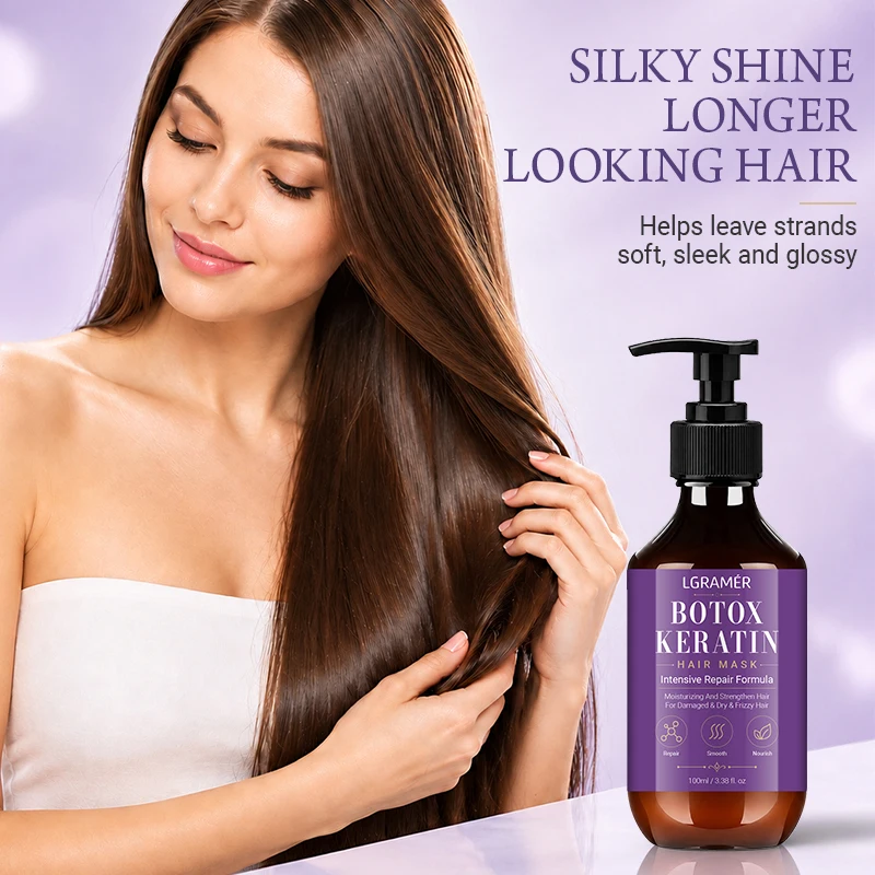 Botox Keratin Hair Mask for Damaged Dry Strands & Frizz Deep-Conditioning Care Moisturizing Hair Masks for Smoother-Looking Hair