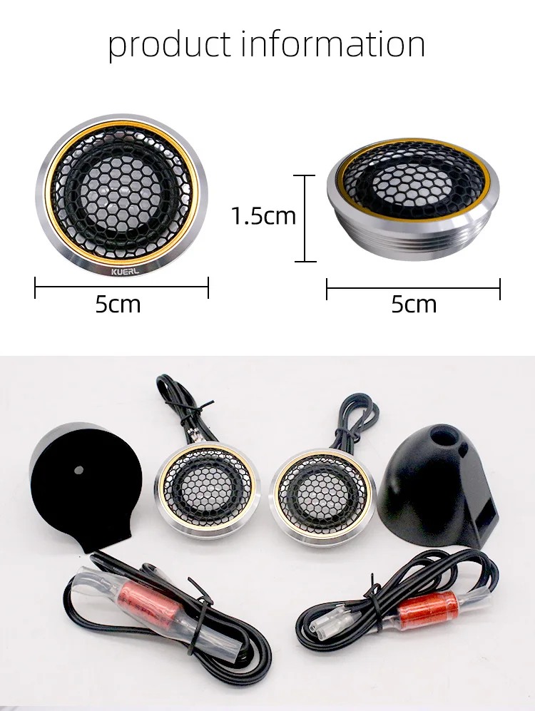All-Aluminum Alloy Casing Ceramic-Diaphragm Tweeter Car Loudspeaker RMS 6W 500Hz-25kHz 4ohm 92DB Universal Car Tweeter Speaker