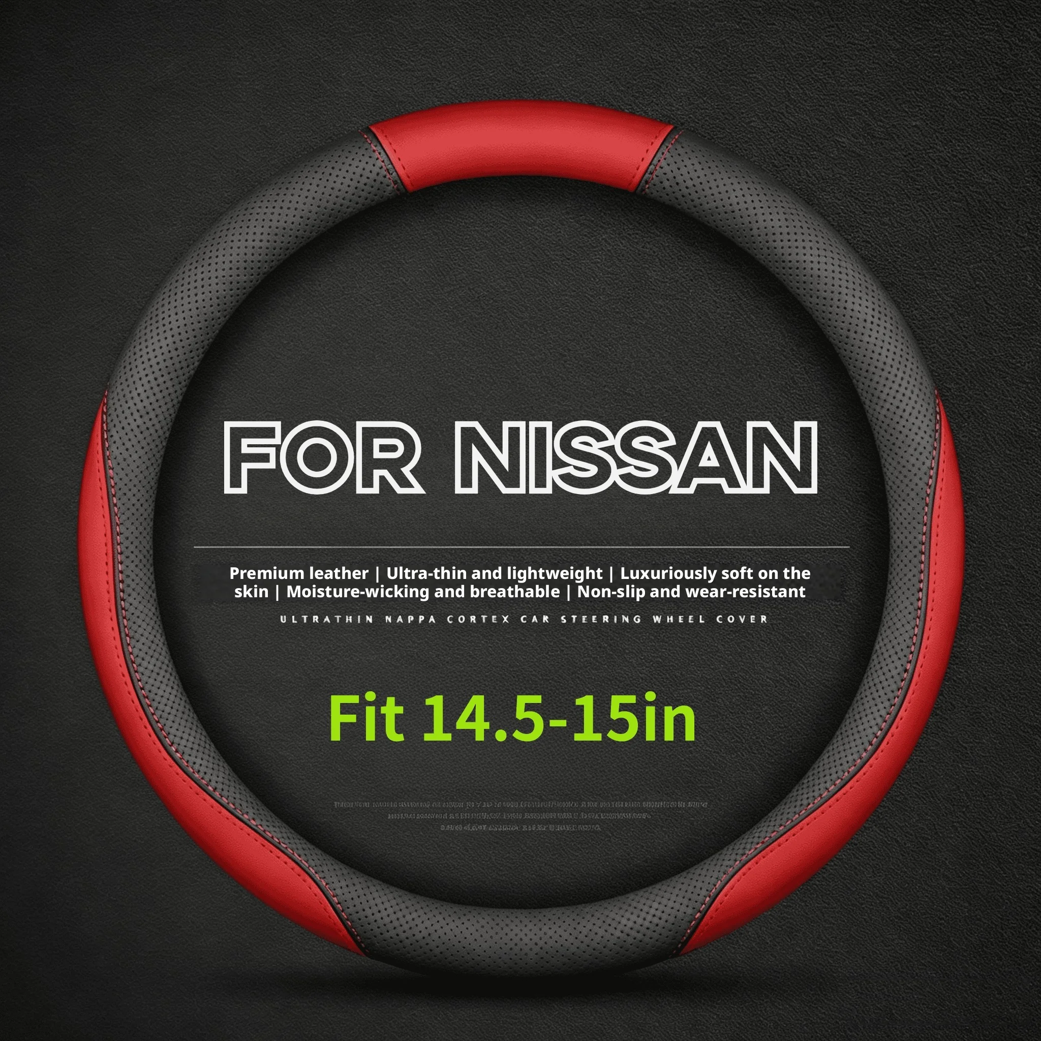 37-38CM leather patchwork steering wheel cover suitable for Nissan Pathfinder, X-Trail, Navara / Frontier, Terra, Altima,