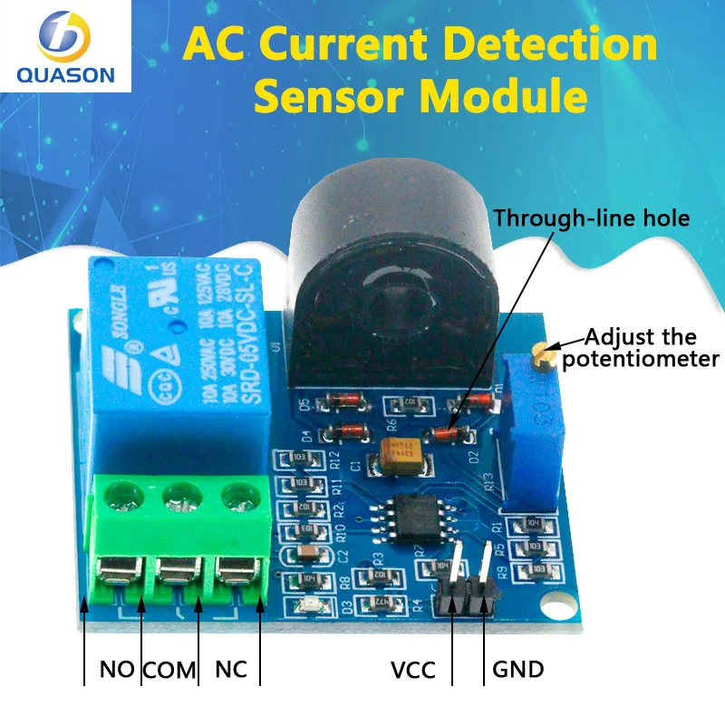 AC 전류 감지 센서 모듈 5V 12V 24V 릴레이 보호 모듈, 5A 과전류 과전류 보호 스위치 출력 