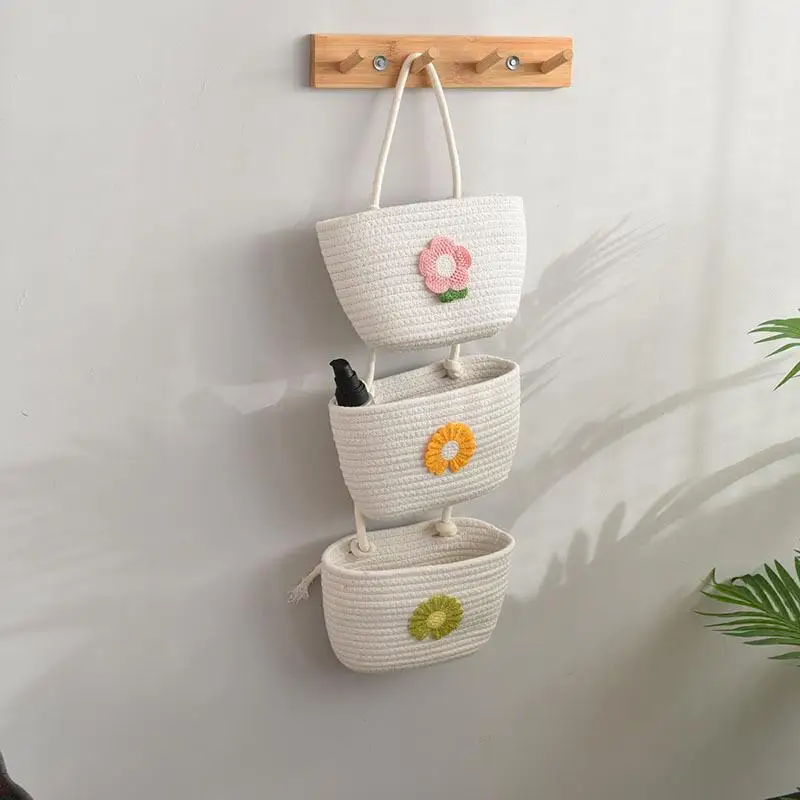 Christmas Tree Shaped Three-Layer Storage Rack for Living Room Bedroom Hallway Decor Hand Hanging Basket Entryway Organizer