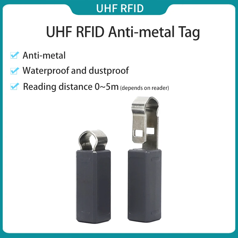 แท็ก UHF RFID 10 ชิ้น 860-960Mhz สำหรับงานอุตสาหกรรม แท็กล็อคระยะไกล 0~5 เมตร วัสดุ ABS แท็ก UHF RFID ป้องกันโลหะ