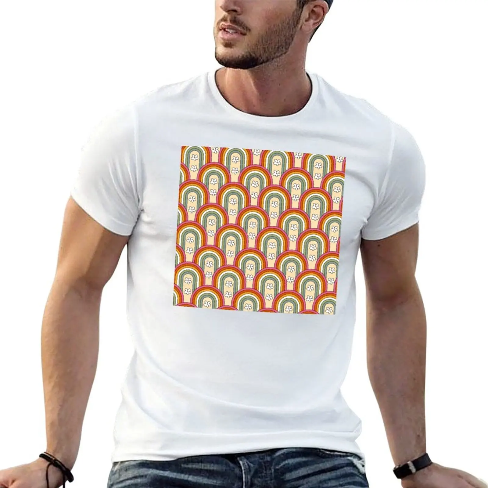 

man shirts t graphic casual man men tees floral T-Shirt t shirts rainbows t soft groovy man for for shirts cotton for