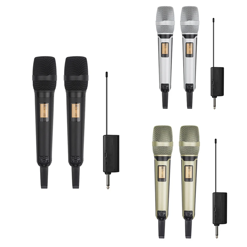 

Wireless Microphone Dynamic UHF Home Studio Recording Professional DJ Speaker Conference Mic Fit For Computer Audio Gold