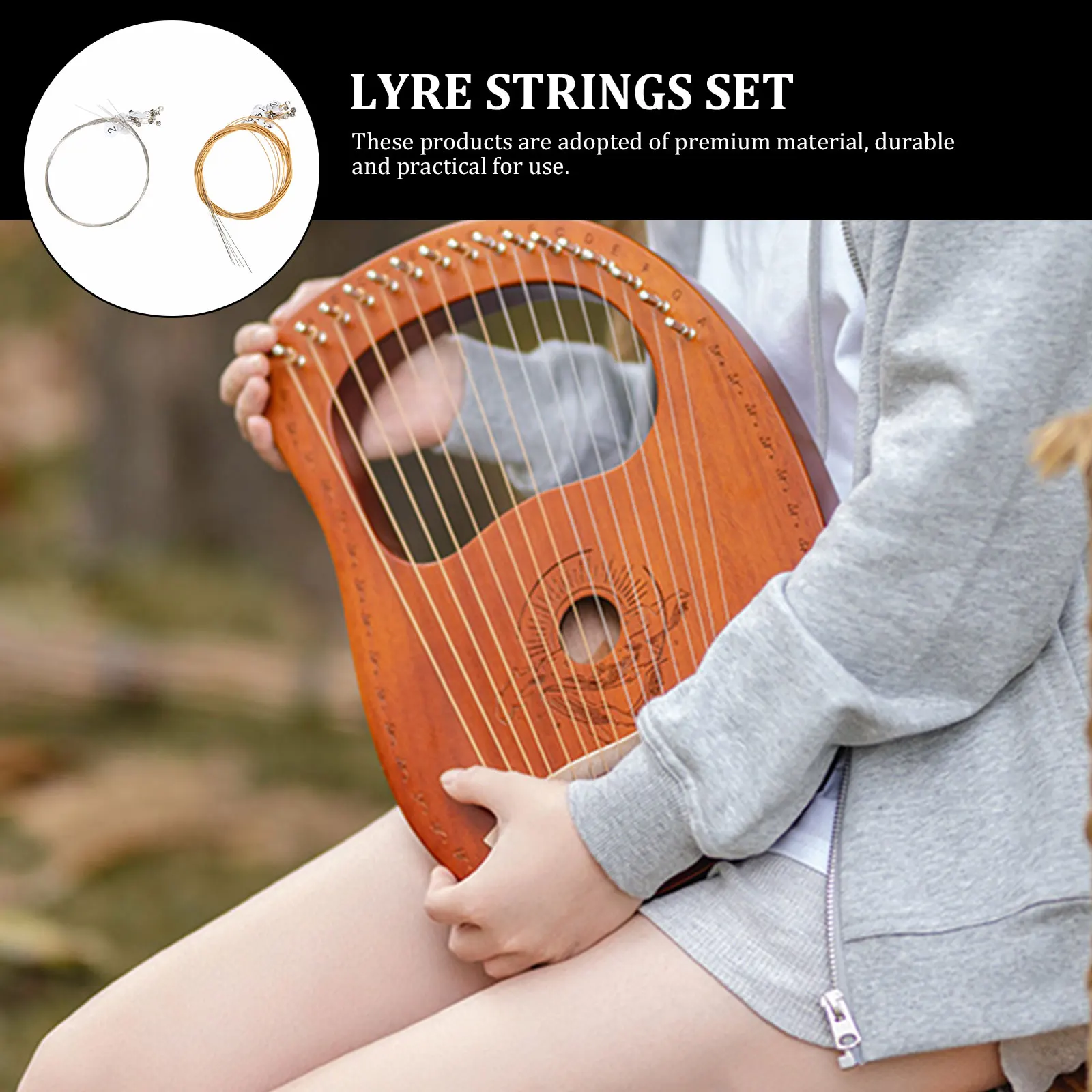 

Musical Instrument Accessories 24 Strings Lyre Durable Parts Steel Stringed Instruments
