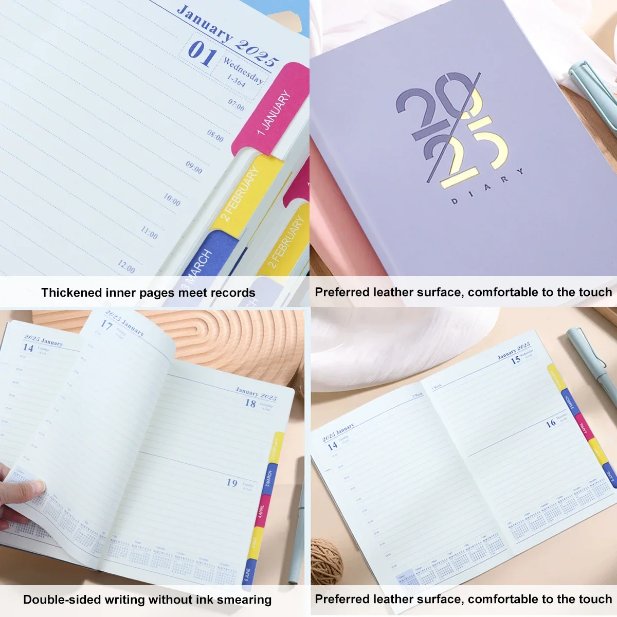 2025 Planner Notebook A5 Daily Agenda 2025 English One Page One Day Monthly/Weekly/Daily for Office School Supplies Stationery