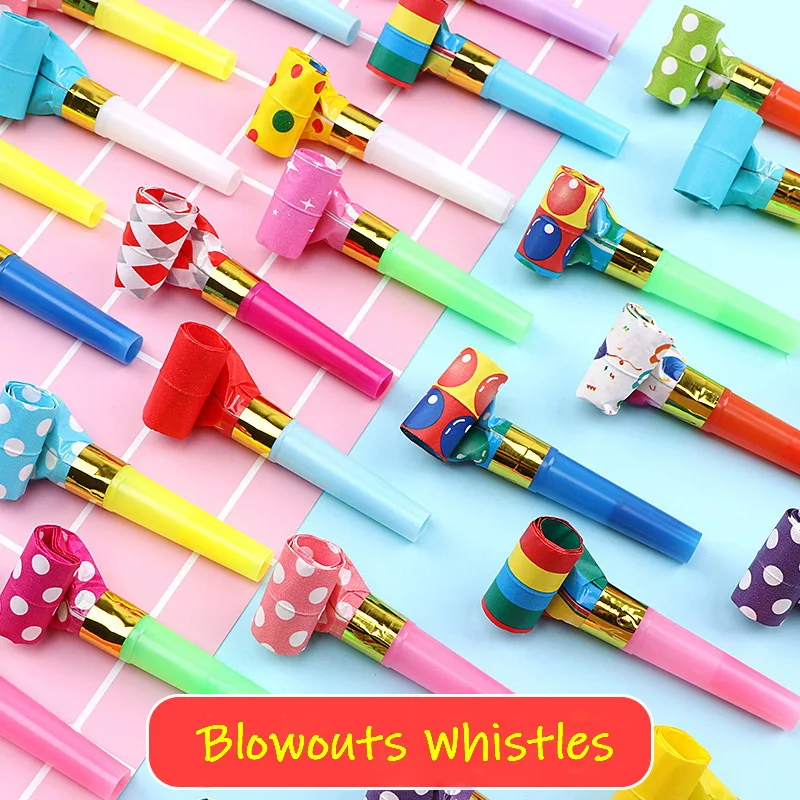 12Pcs Multicolor Funny Party Blowouts Whistles Kids Birthday Party Favors Decorations Supplies Noice Maker Toys Goody Bag Pinata