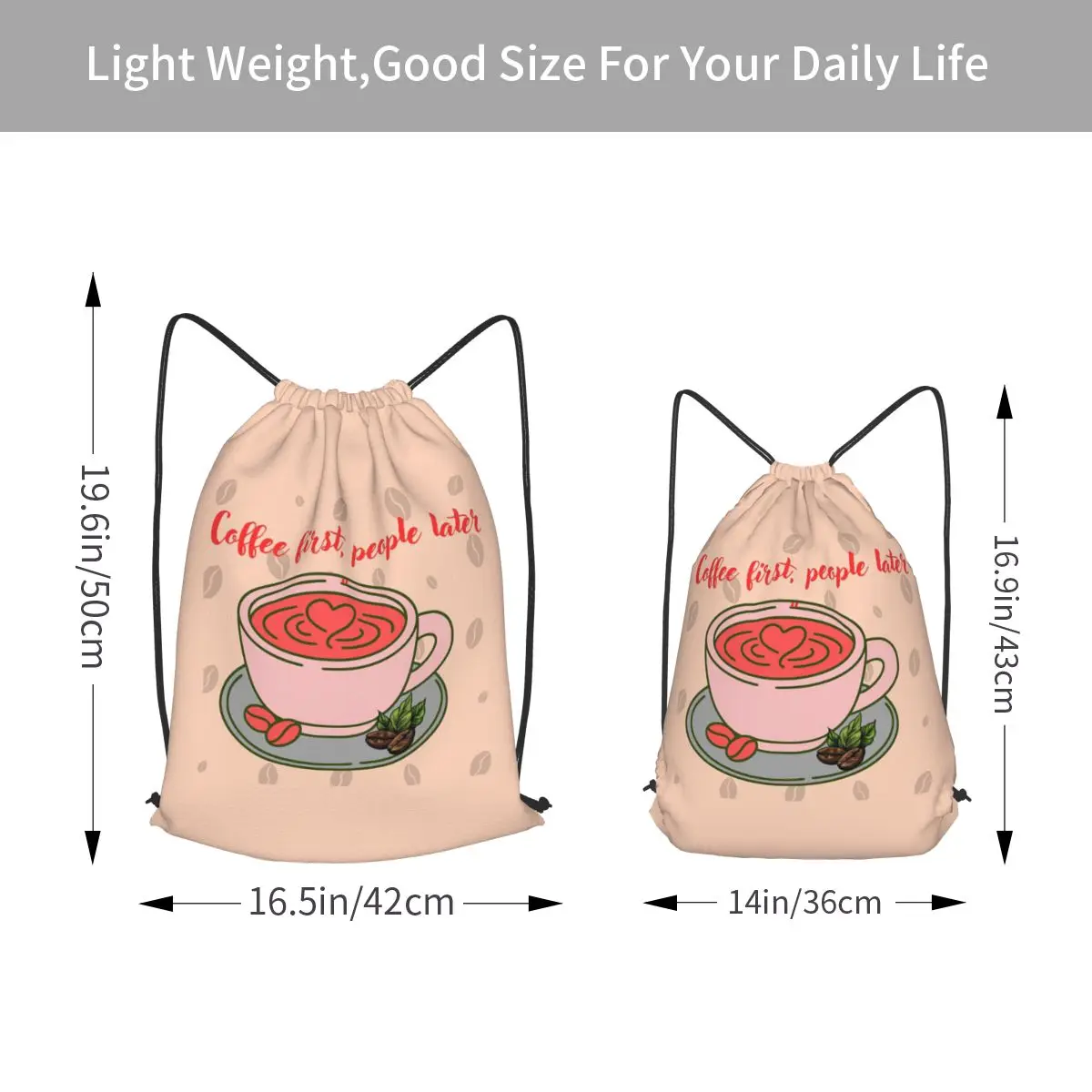 Modern Coffee Cup Simple Art Backpacks Fashion Drawstring Bags Sports Bag Book Bags for Man Woman Students