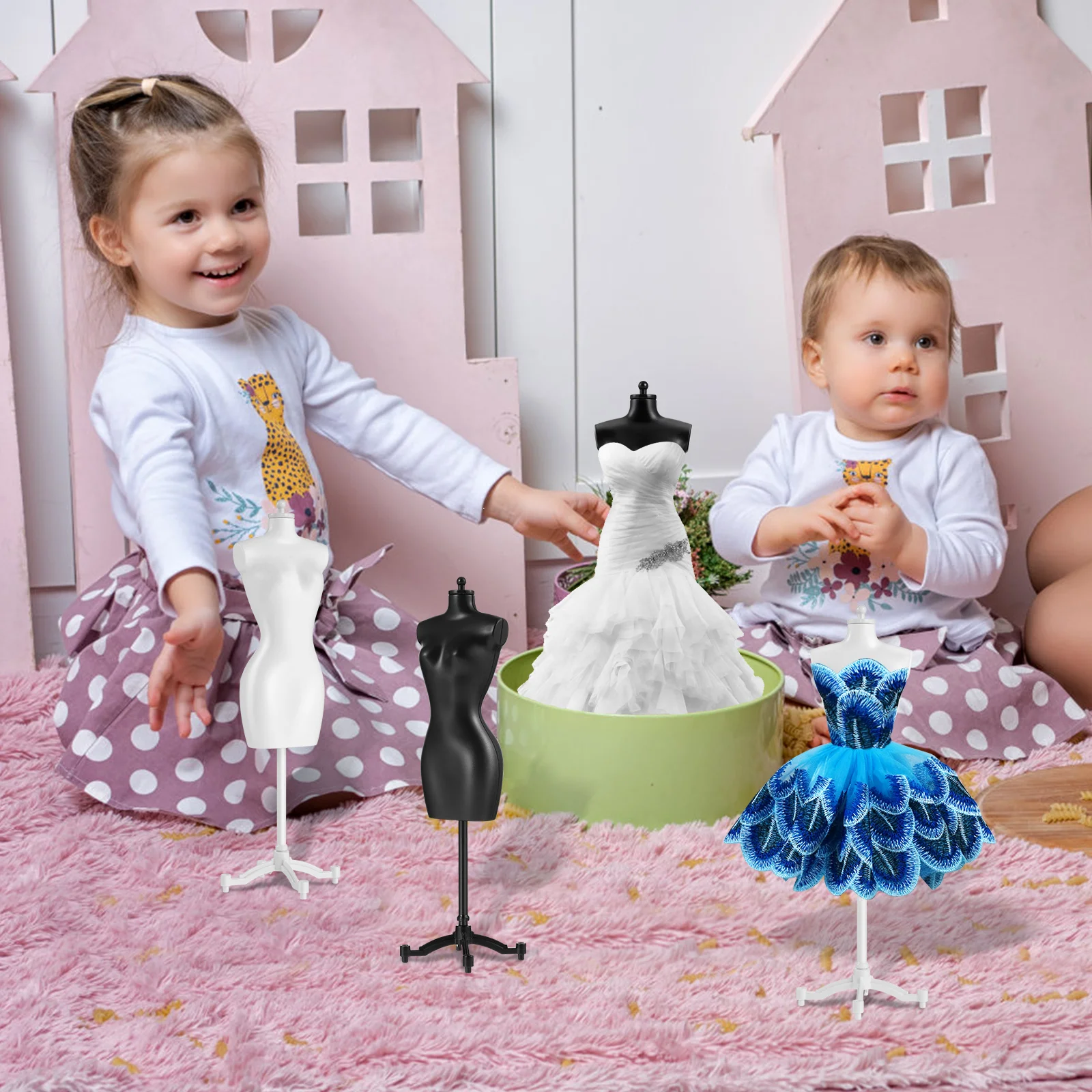 

6 Pcs Monitor Stand Model Small House Accessory Coat Hanger Clothes Display Rack Miniature Dress Support Child