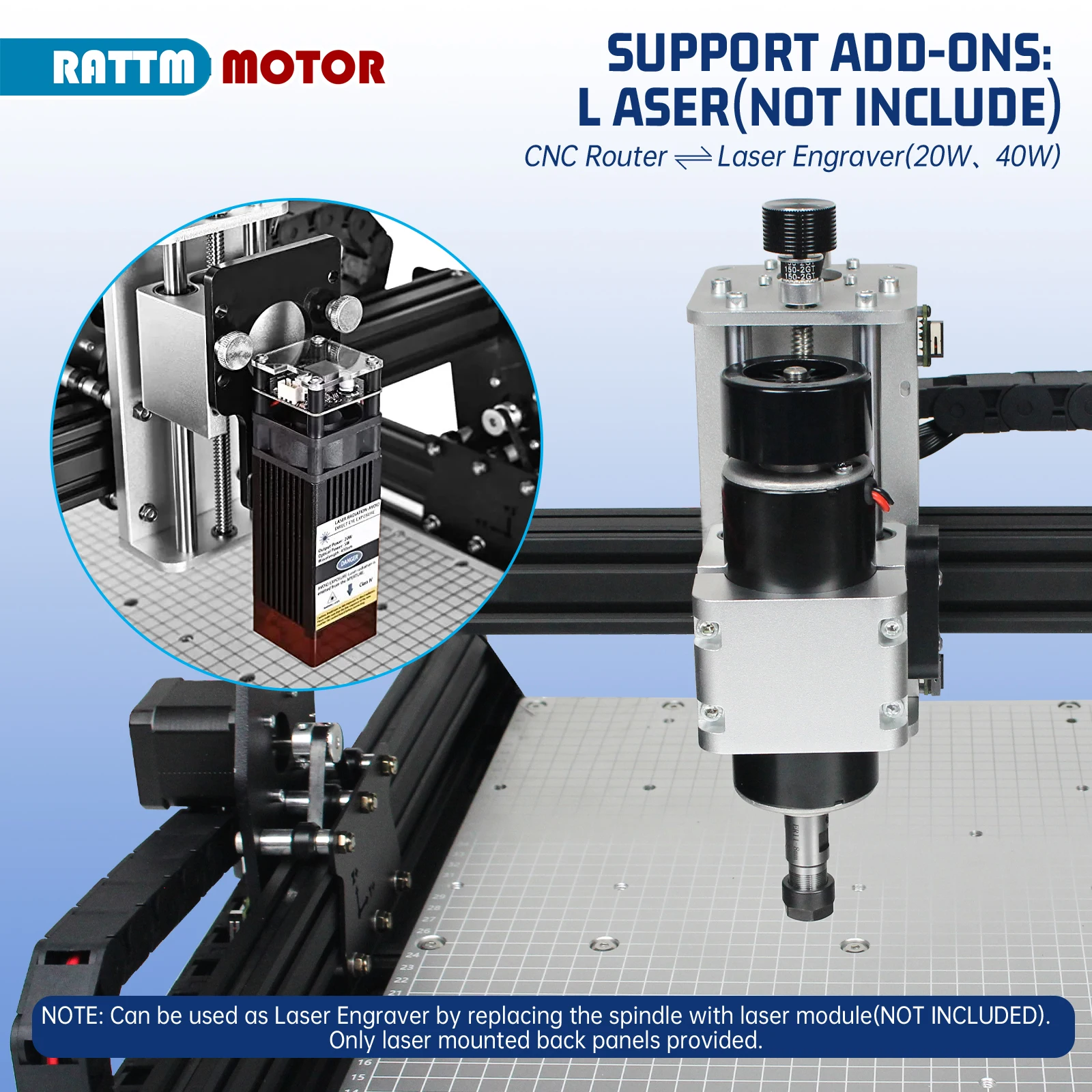 【Disponibilità UE】 Macchina per router di legno CNC con mandrino da 500 W CNC 4540 Fresatrice per metalli a 3 assi 40 W Incisore laser per legno