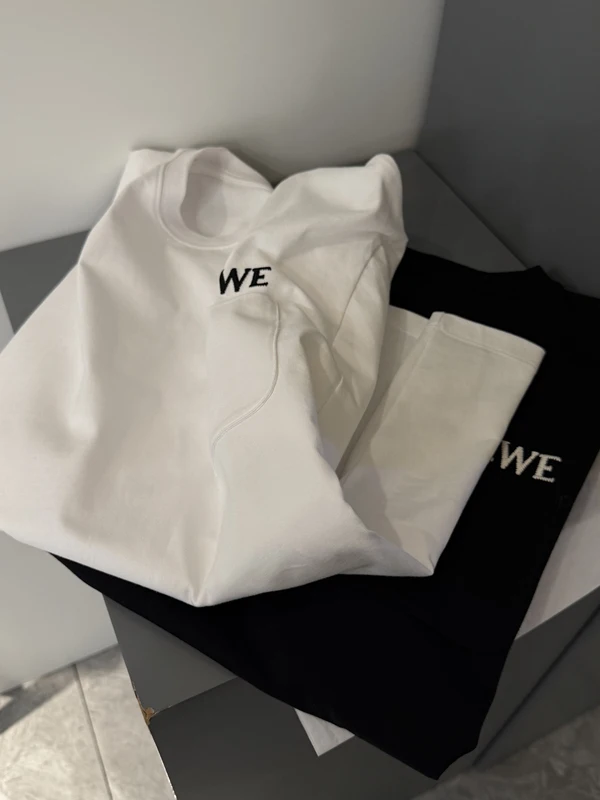 TIDEAN 718 Summer New Pure Cotton Short Sleeve T-Shirt Embroidered Letter Pocket Unisex Casual Top for Men And Women