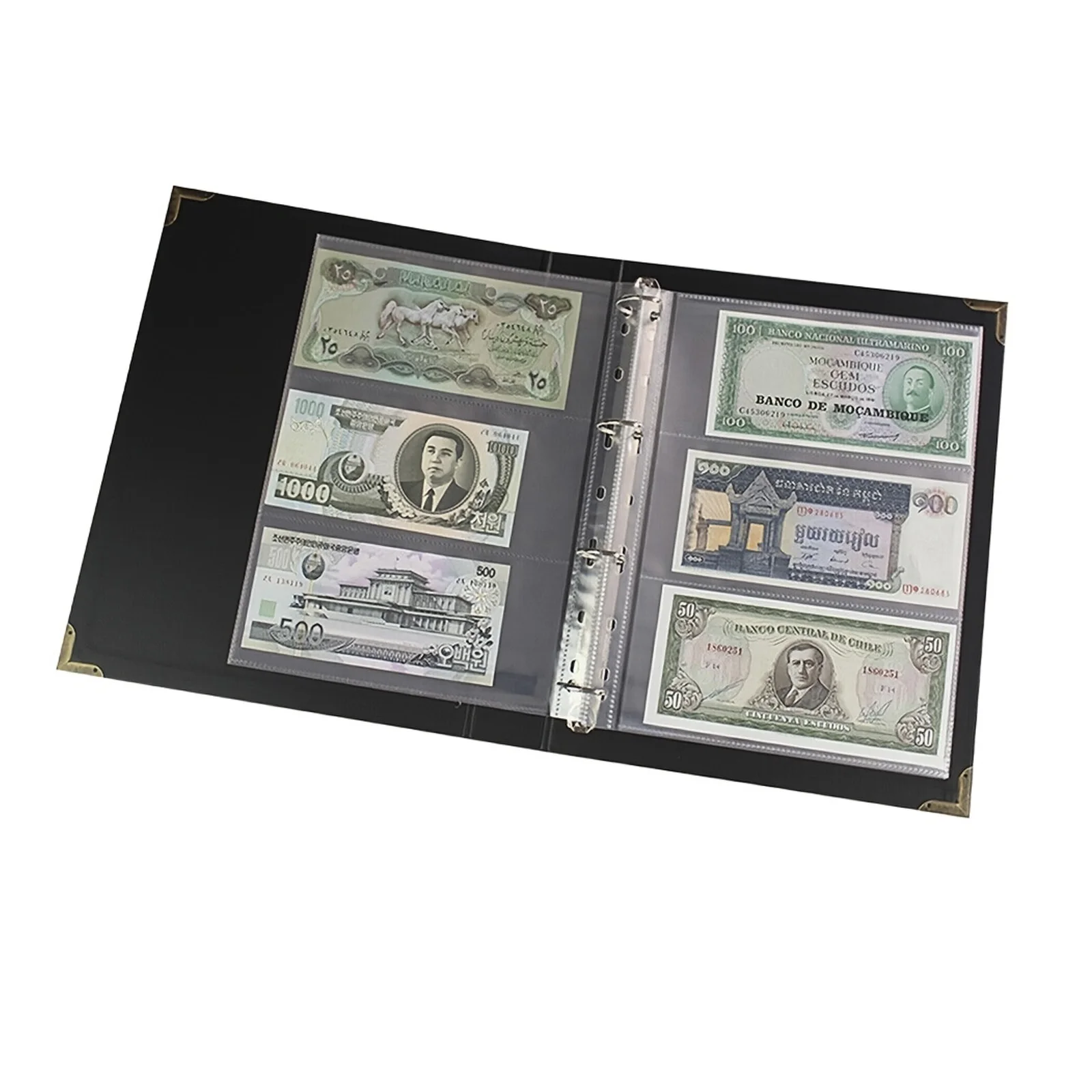 ألبوم أوراق شجر فضفاضة مكون من 3 فتحات مكون من 50 قطعة من كتاب جمع الأوراق النقدية بسعة كبيرة لجمع الأموال الورقية والطوابع #5