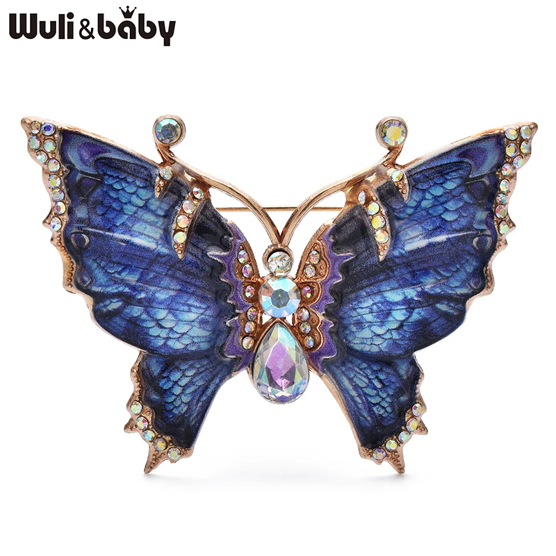 Wuli&baby Realistische Schmetterlingsbroschen, 4-farbige Brosche aus Legierung und Emaille mit Insektenmotiv für Damenkleidung, Taschen, Anstecknadeln, Geschenke