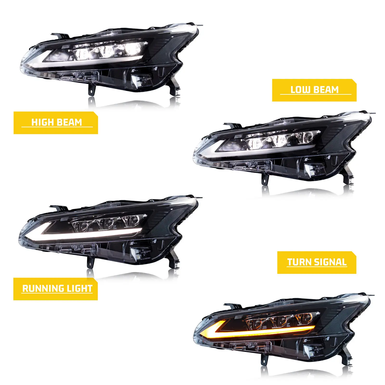 LED Headlights for Nissan Altima 2019-2024 With The Start Up Animation Sequential Turn Signal Front Light