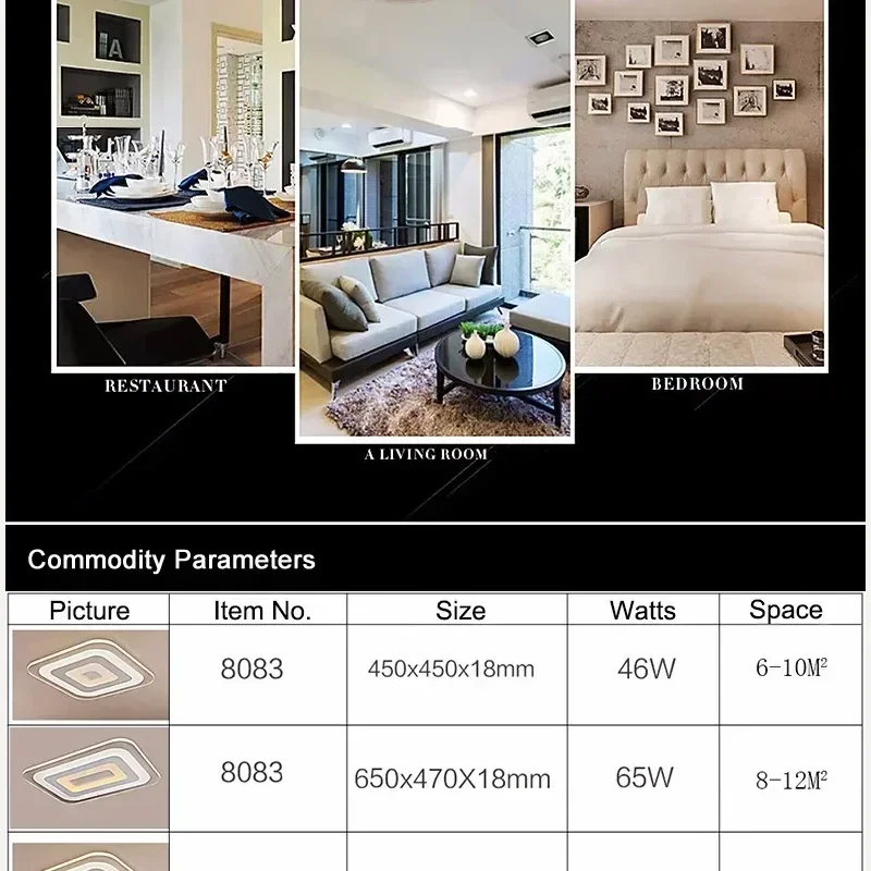 Lustre de teto moderno quadrado com luzes led para iluminação interna, luminária de teto para sala de estar e quarto