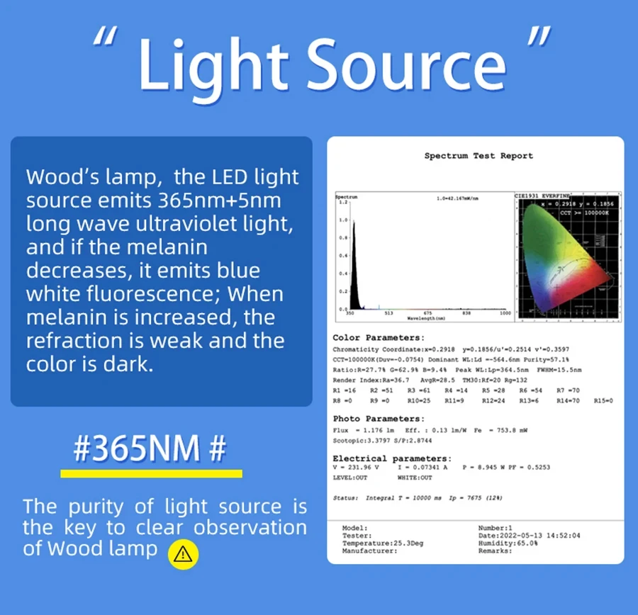 Holz Haut Lampe Analyse gerät für Haut analysator Schönheit Gesichts untersuchung Test Licht Vitiligo Detektor