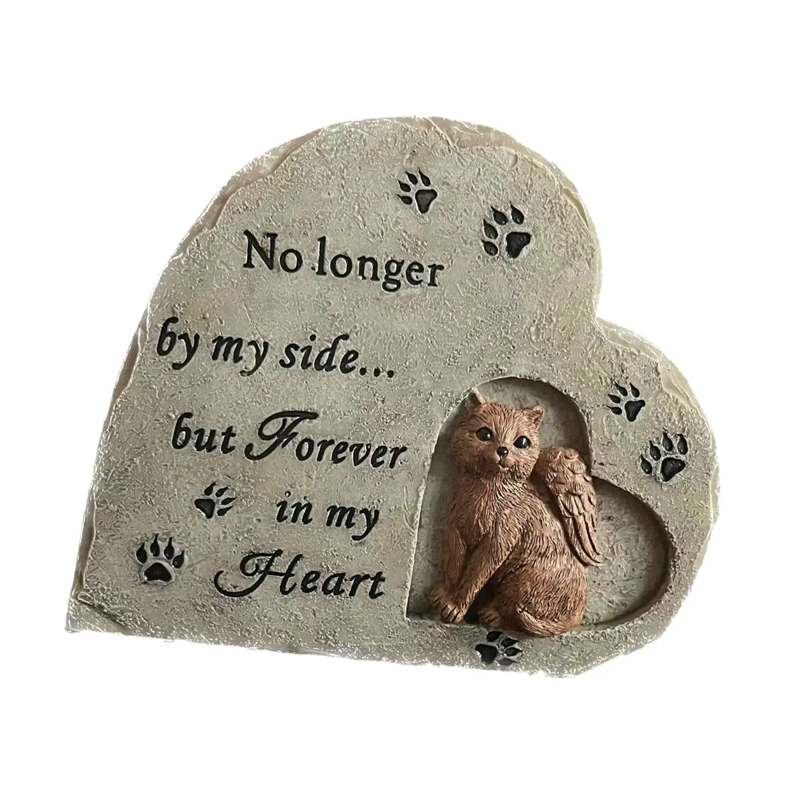 Pet Cat Memorial Stone Loss of Dog Gift Resin Paw Print Cat Tombstone Cat Grave Marker for Flowerbed Yard Outside Porch Outdoor