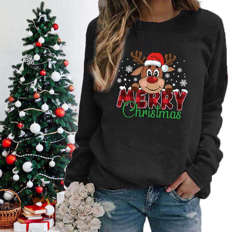 New Fashion Merry Christmas Print Pullover Women Men Pullover Streetwear Women\'s Long Sleeve Top Autumn And Winter Clothes