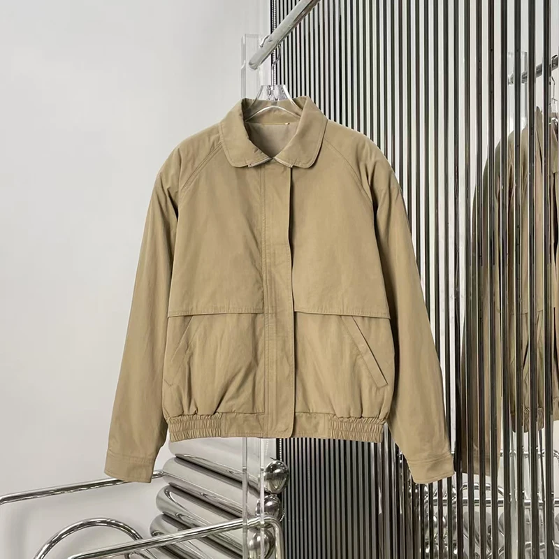 

Women's Khaki Jacket Stylish Vintage Lapel Workwear-Inspired Waist-Defining Jacket Fall, New Arrival, 2025