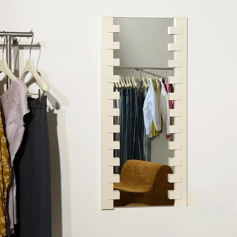 

Simple ins style full-length mirror art square mirror French home wall-mounted dressing mirror Internet celebrity special-shaped
