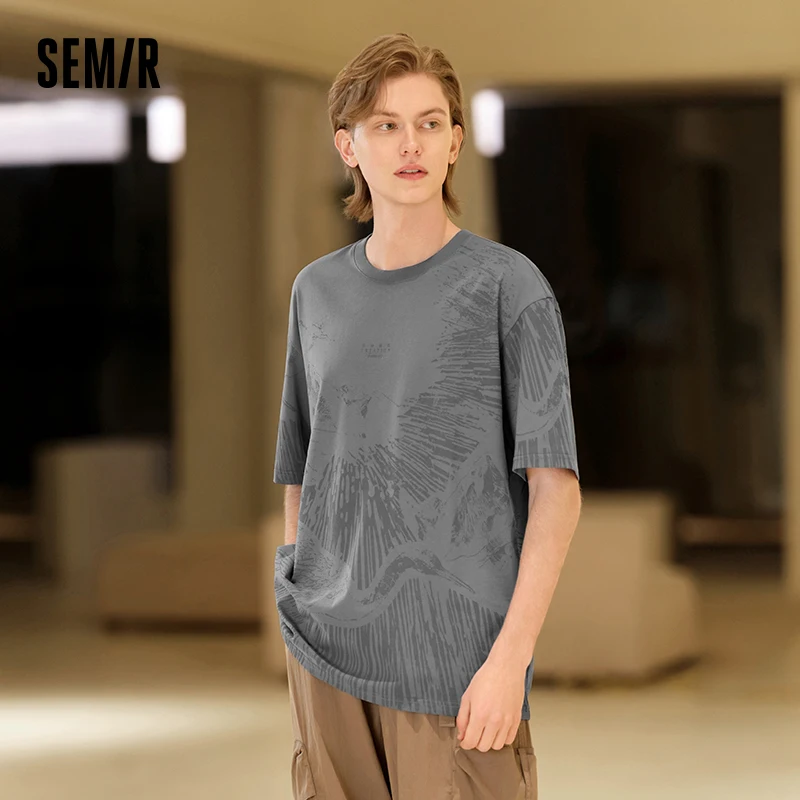 Semir T-Shirt Men Short-Sleeved T-Shirt 2024 Summer New Print Top Fashionable And Casual Knit Pullover