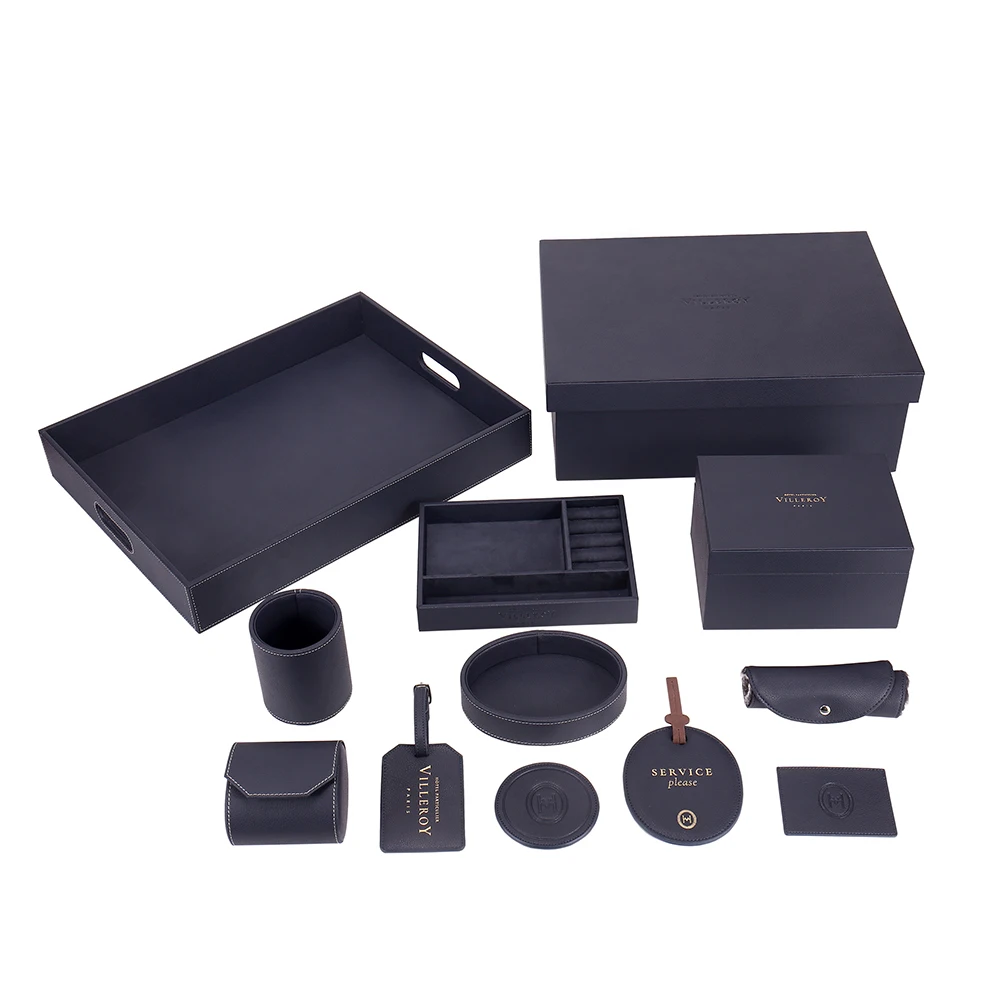 

Hotel Bathroom Accessory Set leather Hotel Guestroom Accessories