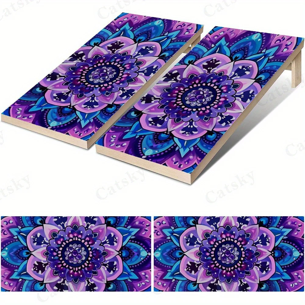 Purple and Blue Mandala,Intricate Circular Pattern,Spiritual Decor Art,High Value! 2D Flat Vinyl Sandboard Stickers - Bubble-Fre