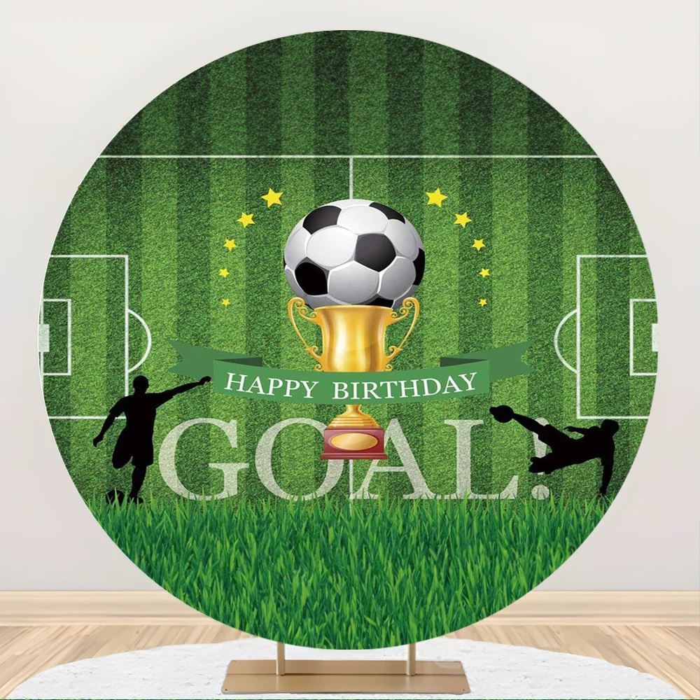 Custom Football Round Backdrop Cover for Photoshoot Sports Field Boy Birthday Party Baby Shower Photogrpahy Background Decor