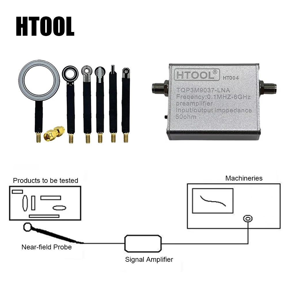 HTOOL HT08 EMI Test Kit Near Field Probe 9KHz-7GHz & Low Noise Amplifier 100K-6GHz Locating Interference Sources Radiation Test