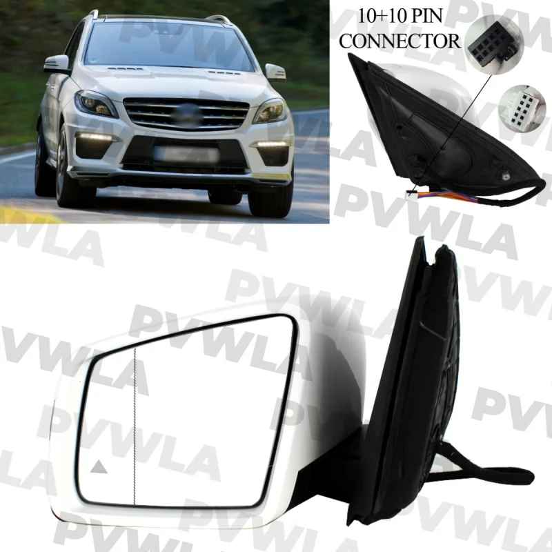 

For Benz W166 M-Class ML350 ML550 2012 2013 2014 2015 1Pc Left Side 20Pin White Painted Power Fold Blind Spot Mirror Assembly