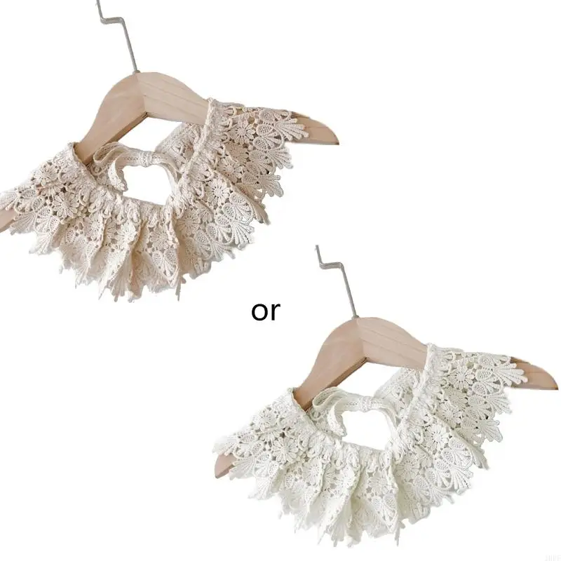 

J0PF Kids Lace Floral Bib Hollow Out Fake Collar Girls Clothes Accessiory Baby Shawl