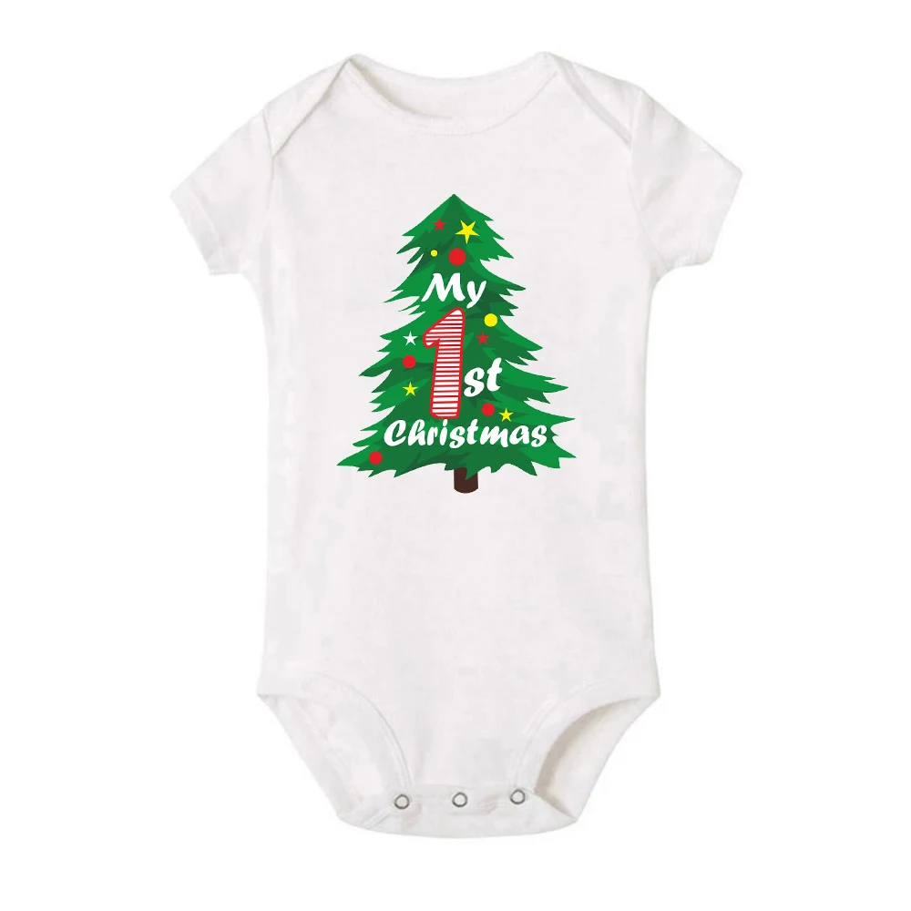 It Is My First Christmas Baby Short Sleeve Romper Toddler Baby Boy Girl Clothes Outfit Bodysuit Newborn Ropa Xmas Best Gifts